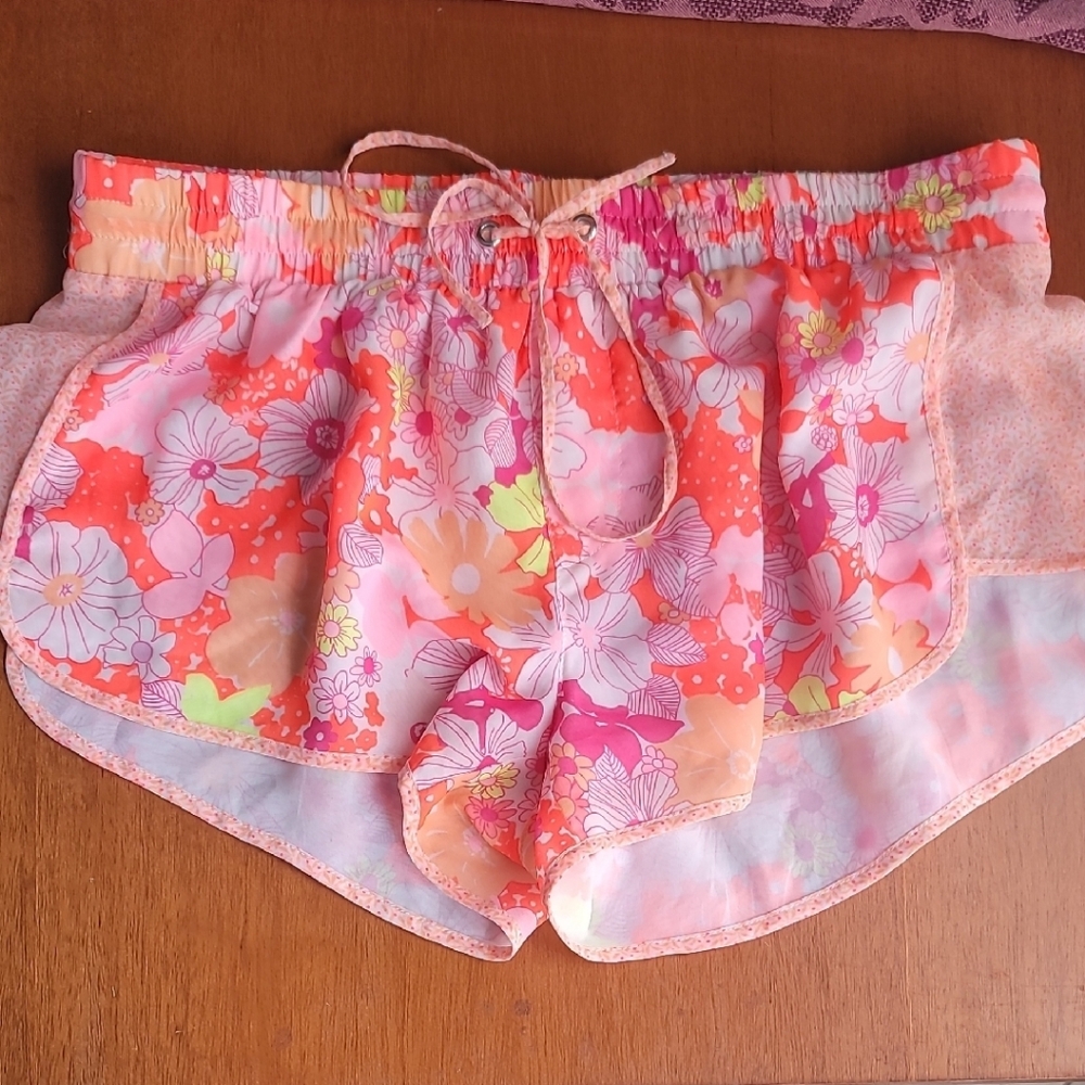 Victoria's Secret Pink and Orange Swim Cover-Up Shorts